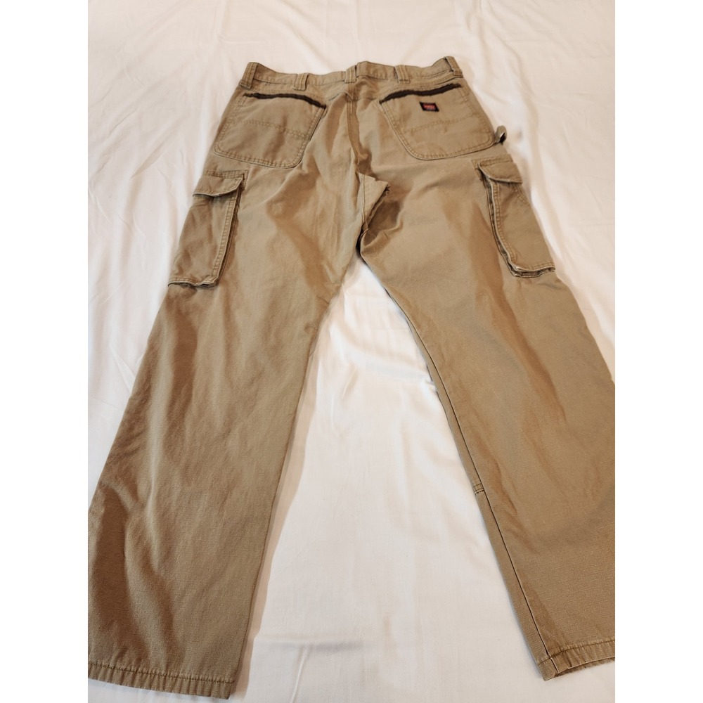 Wrangler Workwear Mens Cargo Canvas Pants Tan Ripstop Reinforced Knee 36x32 - Picture 12 of 15